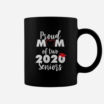 Proud Mom Two Seniors Class Of 2020 Graduation Coffee Mug - Seseable