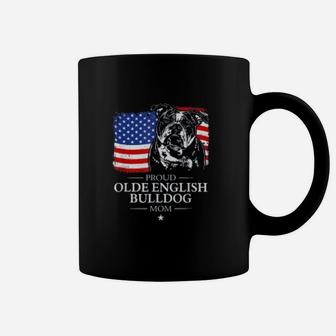 Proud Olde English Bulldog Mom American Flag Coffee Mug - Seseable