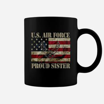 Proud Sister Us Air Force Vintage Usa Flag Retro Girls Coffee Mug - Seseable