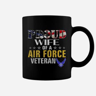 Proud Wife Of A Air Force Veteran American Flag Military Coffee Mug - Seseable
