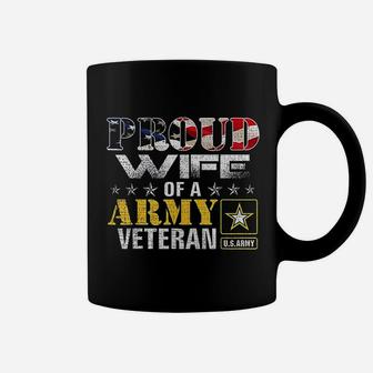 Proud Wife Of A Army Veteran American Flag Coffee Mug - Seseable