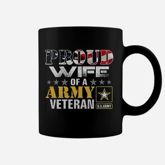 Proud Wife Of A Army Veteran American Flag Coffee Mug - Seseable