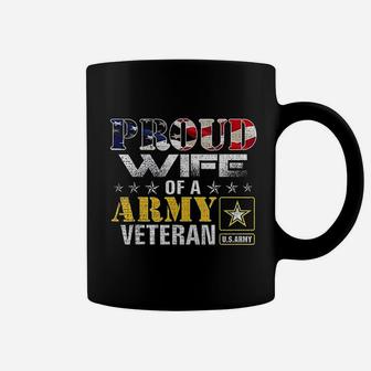 Proud Wife Of A Army Veteran American Flag Military Gift Coffee Mug - Seseable