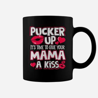 Pucker Up Give Mama A Kiss Matching Valentine Coffee Mug - Seseable