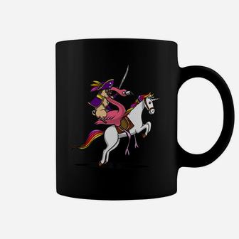Pug Dog And Flamingo Bird Riding Unicorn Funny Coffee Mug - Seseable