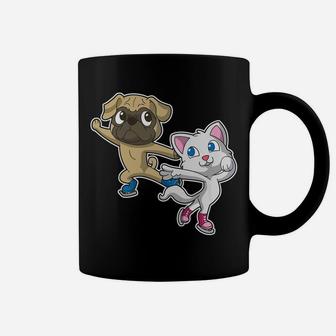 Pug Dog Cat Kids Ice Skating, gifts for dog lovers, gifts for dog owners, dog birthday gifts Coffee Mug - Seseable