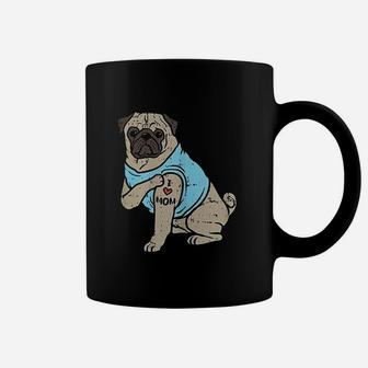 Pug I Love Mom Cute Animal Pet Dog Lover Owner Gift Coffee Mug - Seseable