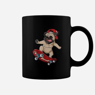 Pug Skateboard Dog Puppy Funny Skater Coffee Mug - Seseable