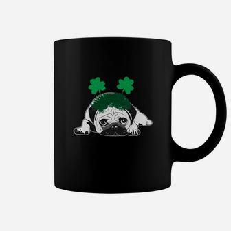 Pug Wearing Shamrock Headband St Patricks Day Party Coffee Mug - Seseable
