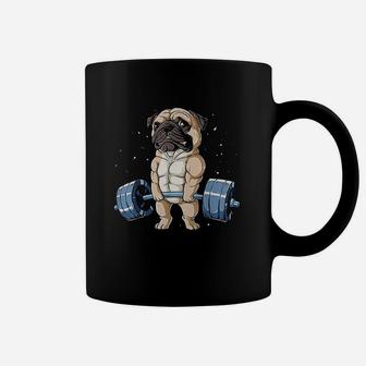 Pug Weightlifting Funny Deadlift Men Fitness Gym Workout Coffee Mug - Seseable