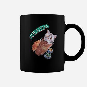 Purrito Cat In A Burrito Funny Mexican Food Kitty Salsa Guac Kitten Coffee Mug - Seseable