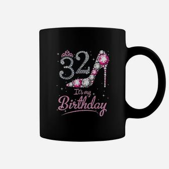 Queen 32 Years Old It Is My Birthday Vintage Retro Girl Coffee Mug - Seseable