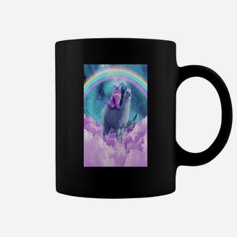 Rainbow Llama Cat Llama Coffee Mug - Seseable