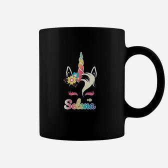 Rainbow Unicorn Selena Custom Name Gift For Girls Coffee Mug - Seseable