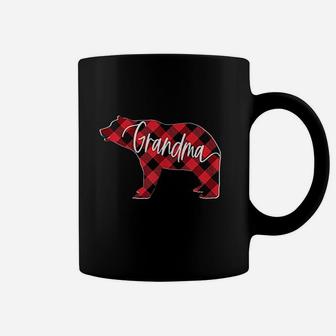 Red Buffalo Plaid Grandma Bear Matching Family Christmas Pj Coffee Mug - Seseable