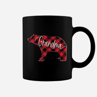 Red Buffalo Plaid Grandma Bear Matching Family Christmas Pj Coffee Mug - Seseable