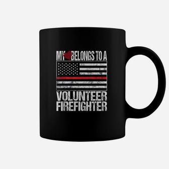 Red Line Flag Fireman Wife Girlfriend Volunr Firefighter Coffee Mug - Seseable