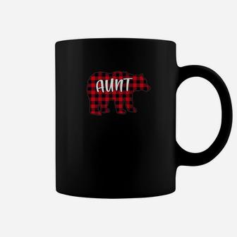 Red Plaid Aunt Bear Matching Buffalo Family Christmas Gift Coffee Mug - Seseable