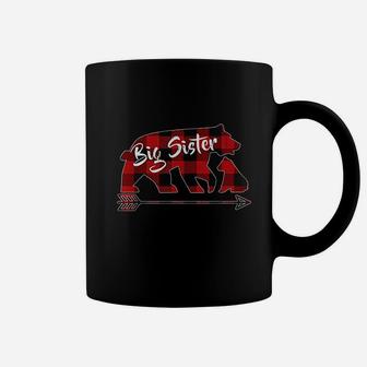 Red Plaid Big Sister Bear Matching Family Coffee Mug - Seseable