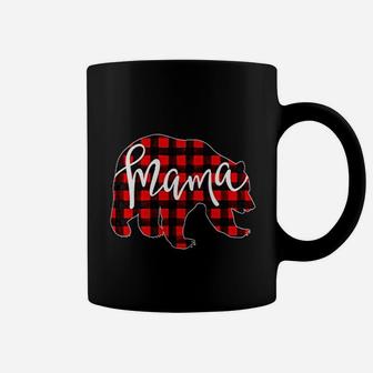 Red Plaid Mama Bear Matching Pajama Family Buffalo Momma Coffee Mug - Seseable