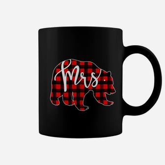Red Plaid Mrs Bear Matching Pajama Newlywed Married Coffee Mug - Seseable