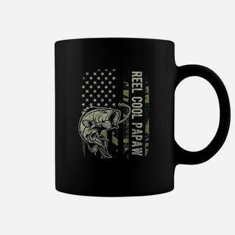 Reel Cool Papaw Camouflage American Flag Fathers Day Coffee Mug - Seseable