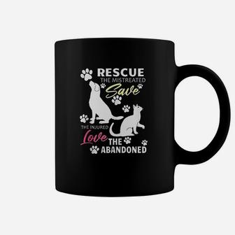 Rescue Dog And Cat Gift Rescue Save Love Dog Adoption Coffee Mug - Seseable