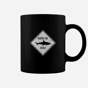 Respect The Locals Shark Diving Coffee Mug - Seseable