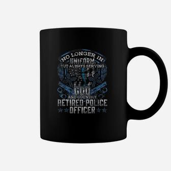 Retired Police Officer Vintage Flag Thin Blue Line Coffee Mug - Seseable