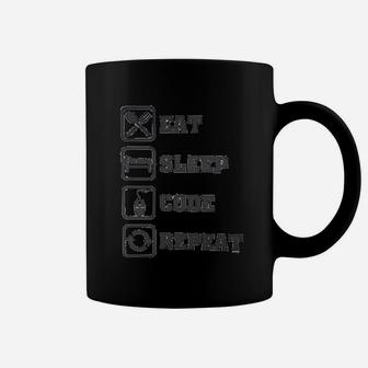 Retreez Funny Computer Programmer Eat Sleep Code Repeat Coffee Mug - Seseable