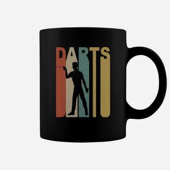 Retro 1970s Style Darts Player Silhouette Darts Coffee Mug - Seseable