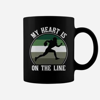 Retro Football Player My Heart Is On The Line Coffee Mug - Seseable