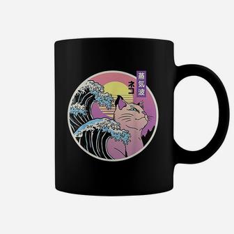 Retro Great Wave Japanese Cat Gift Coffee Mug - Seseable