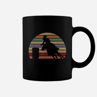 Retro Horse Barrel Racing Striped Sunset Vintage Coffee Mug - Seseable