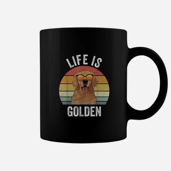 Retro Life Is Golden Golden Retriever Gifts Funny Dog Coffee Mug - Seseable