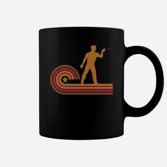 Retro Style Darts Player Silhouette Darts Coffee Mug - Seseable