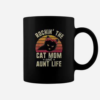 Retro Vintage Rockin' The Cat Mom And Aunt Life Mothers Day Coffee Mug | Seseable CA