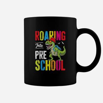 Roaring Into Preschool Dinosaur Teacher Pre K Coffee Mug - Seseable