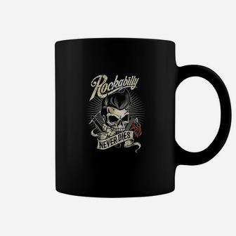 Rockabilly Never Dies Barber Skull Hipster Coffee Mug - Seseable