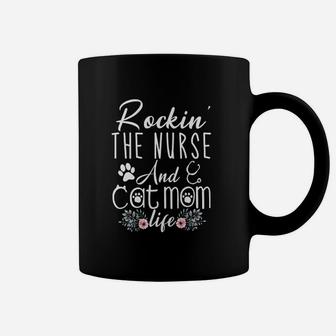 Rockin The Nurse And Cat Mom Coffee Mug - Seseable