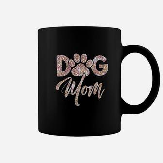 Rose Pink Dog Mom Text Pet Paw Print Animal Lover Gift Coffee Mug - Seseable