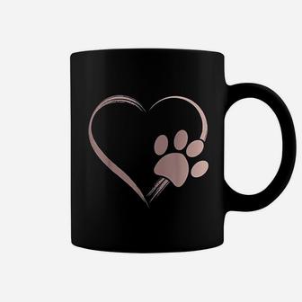 Rose Pink Dog Paw Print Heart Coffee Mug | Seseable CA