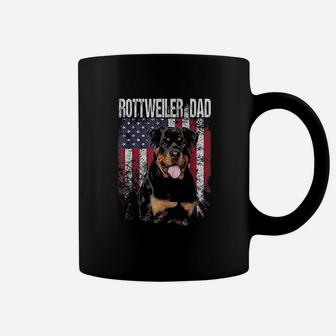 Rottweiler Dad With Proud American Flag Dog Lover Gifts Coffee Mug - Seseable
