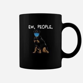 Rottweiler Ew People Dog Wearing Face Coffee Mug - Seseable