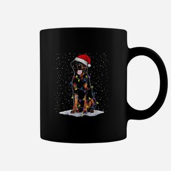 Rottweiler Santa Christmas Tree Lights Coffee Mug - Seseable