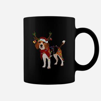 Santa Beagle Reindeer Light Christmas Gifts Coffee Mug - Seseable