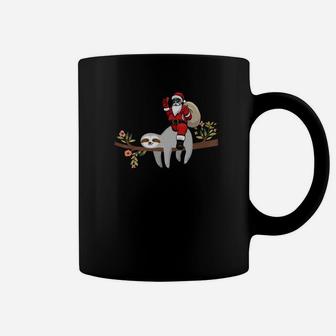 Santa Riding On Lazy Sloth Funny Christmas Gifts Coffee Mug - Seseable