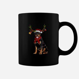 Santa Rottweiler Reindeer Light Christmas Gifts Coffee Mug - Seseable