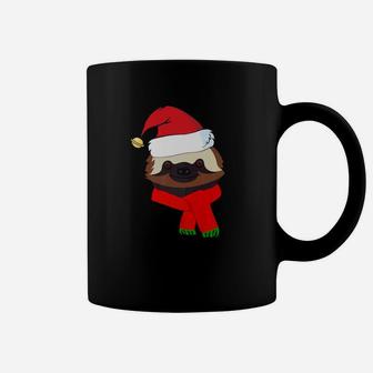Santa Sloth Funny Christmas Scarf Santa Hat Coffee Mug - Seseable