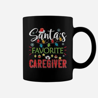 Santa's Favorite Caregiver Xmas Light Santa Hat Christmas Coffee Mug | Seseable CA